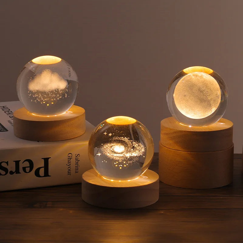 3D Moon Crystal Ball Night Lamp With Free Shipping