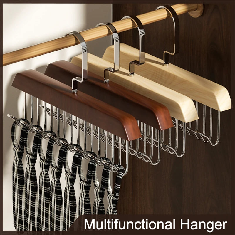 Pack of 2 – 8 Hooks Wooden Hanger Organizer – | Free Shipping