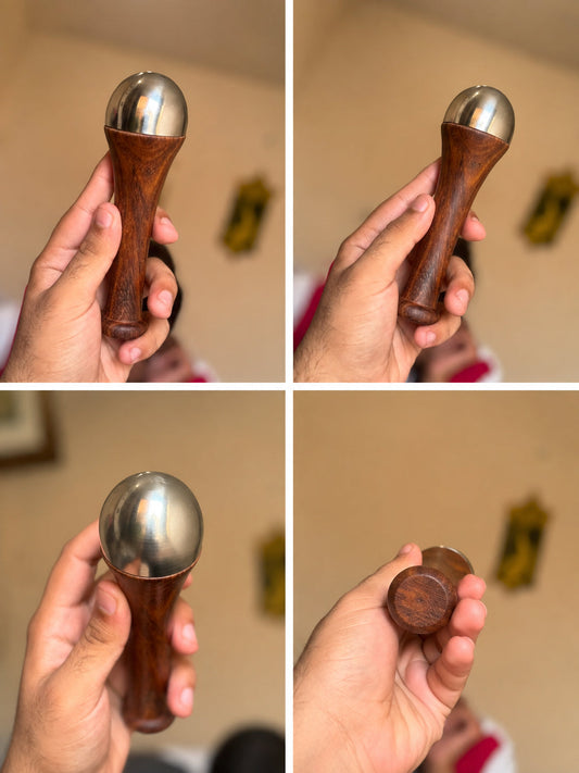 Kansa Wand Face & Body Massager – Traditional Metal Massage Tool with Wooden Handle