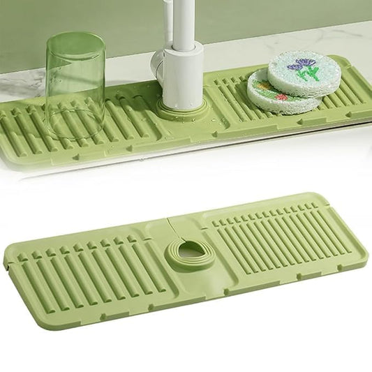 2-in-1 Silicone Faucet Mat & Kitchen Sink Splash Guard โ Water-Resistant Countertop Protector