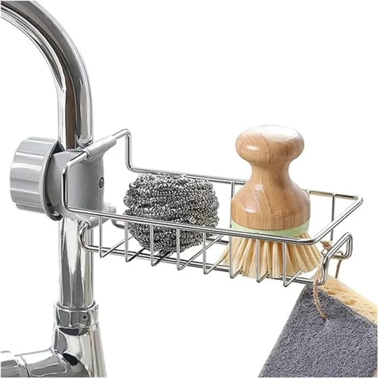 2 in 1 Kitchen Deal – Faucet Basket Sink Organizer & Kitchen Splash Guard | Sink Storage Rack | Water Splash Protector