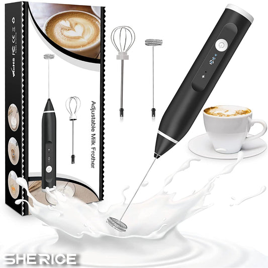 USB Rechargeable Milk Frother – Handheld Electric Coffee Frother & Foam Maker with Stainless Steel Whisk