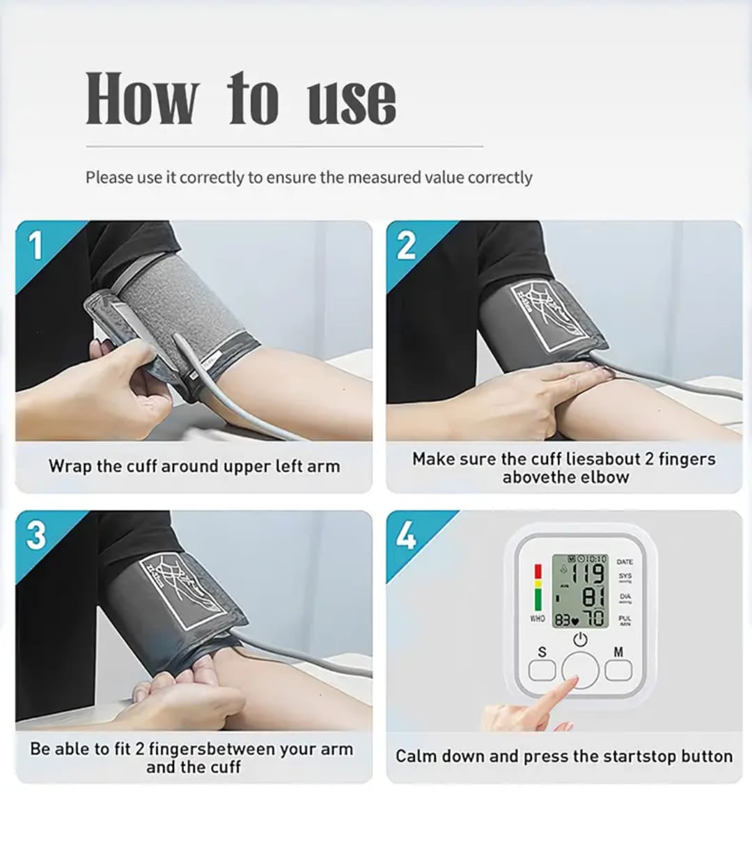 Digital Blood Pressure Monitor for Home Use – Automatic Upper Arm BP Machine with Large LCD Display with Free Shipping