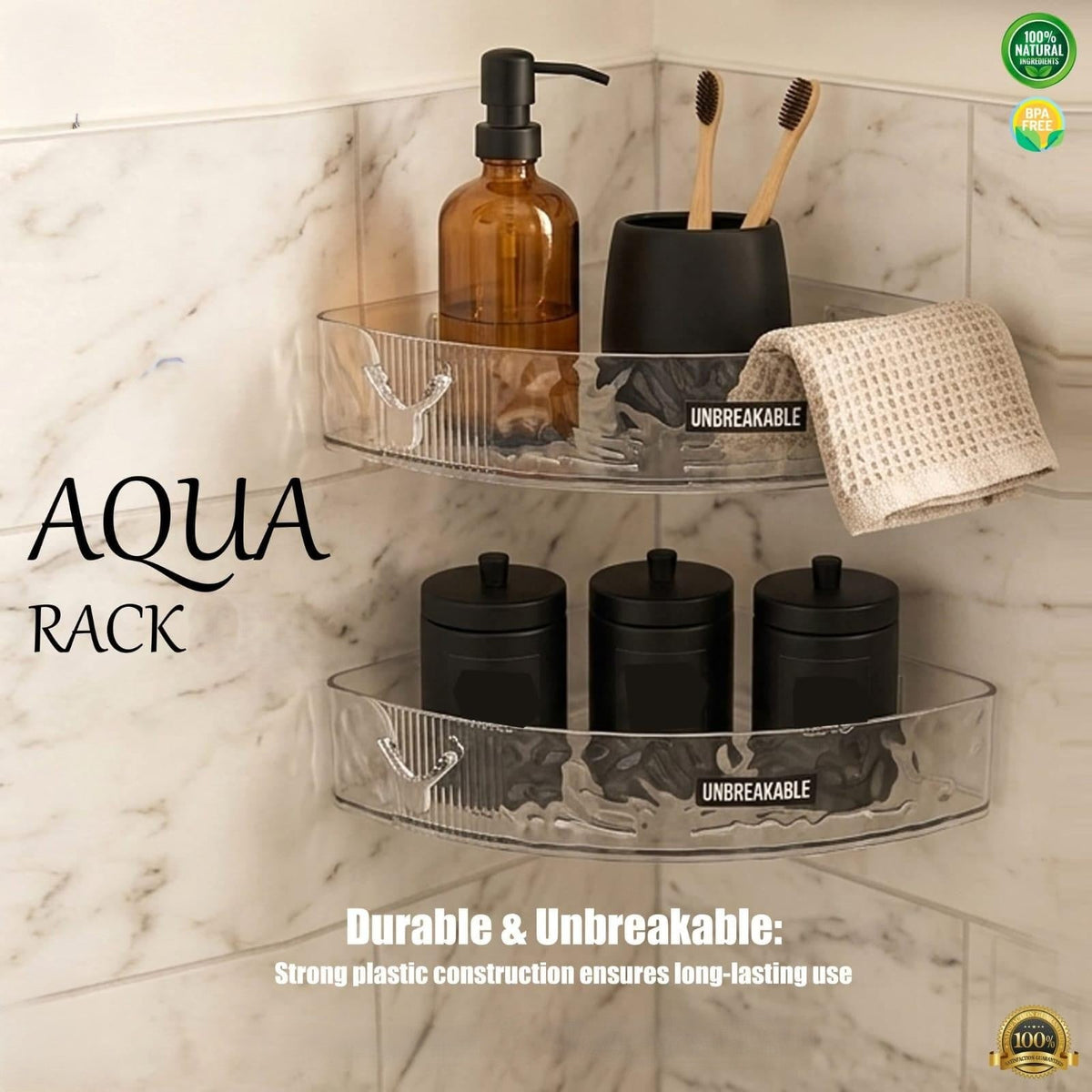 Luxury Suction Shelf – Wall Mounted Corner Shower Organizer | Free Shipping