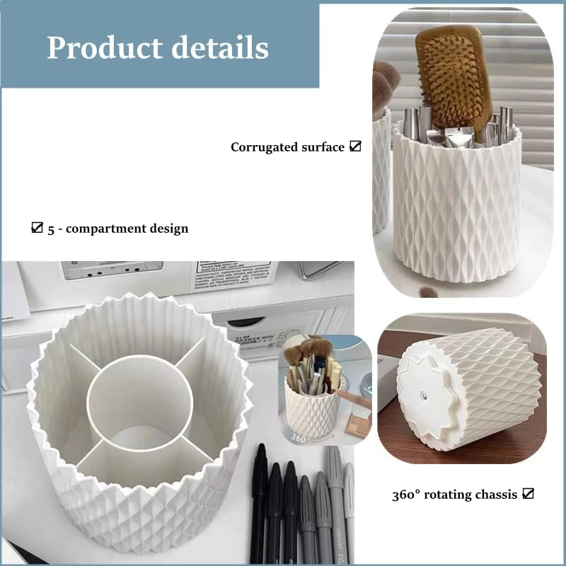 White Makeup Brush Holder Organizer – Cosmetic Storage Cup for Vanity & Dressing Table