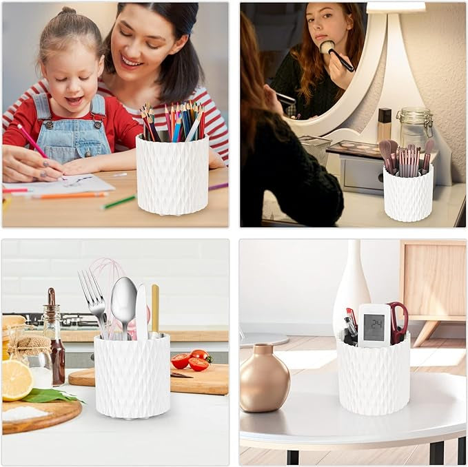 White Makeup Brush Holder Organizer – Cosmetic Storage Cup for Vanity & Dressing Table