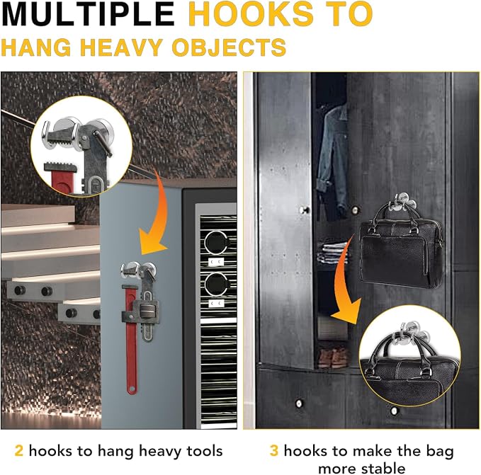 Pack of 4 Magnetic Hooks – Heavy Duty Metal Magnetic Hangers for Home, Kitchen & Storage