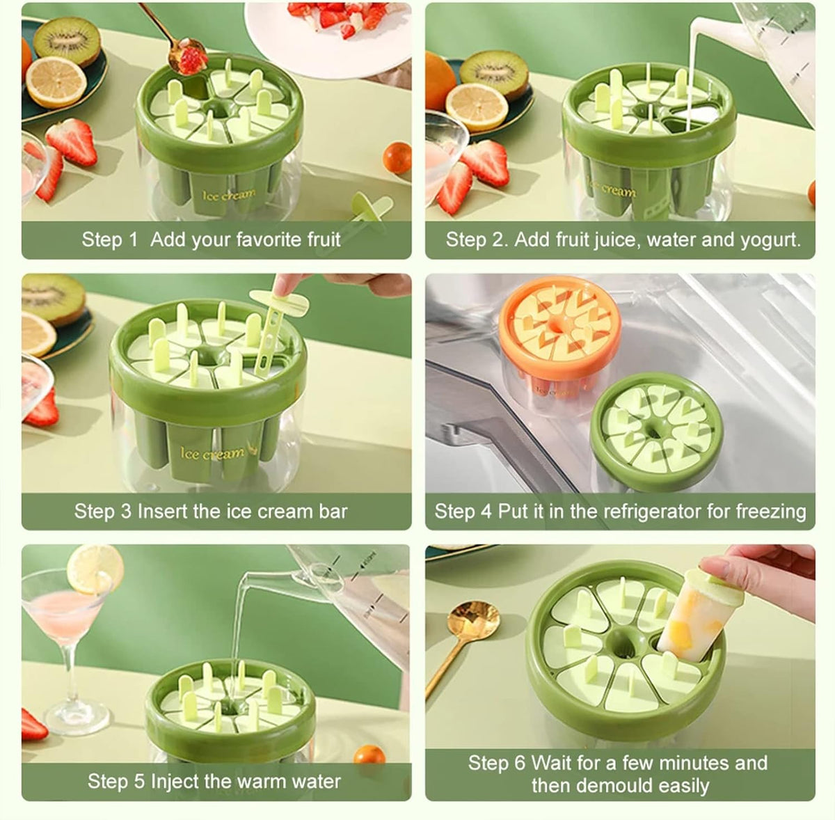 7-Slot Reusable Ice Pop Mold Set with Storage Container – DIY Homemade Popsicle Maker - Free Shipping