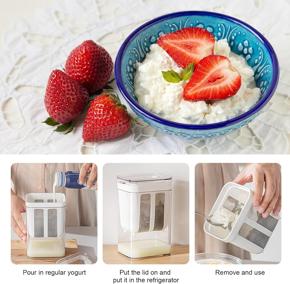 Greek Yogurt Filter Container – Reusable Fine Mesh Yogurt Strainer  – Free Shipping