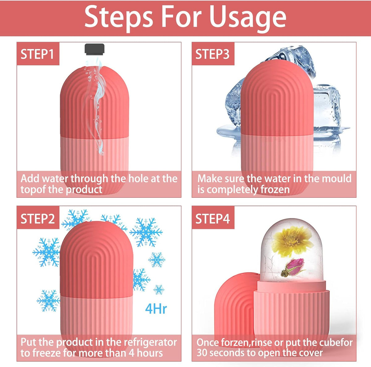 Silicone Ice Roller for Face – Reusable Facial Cooling Massage Tool for Skincare Routine