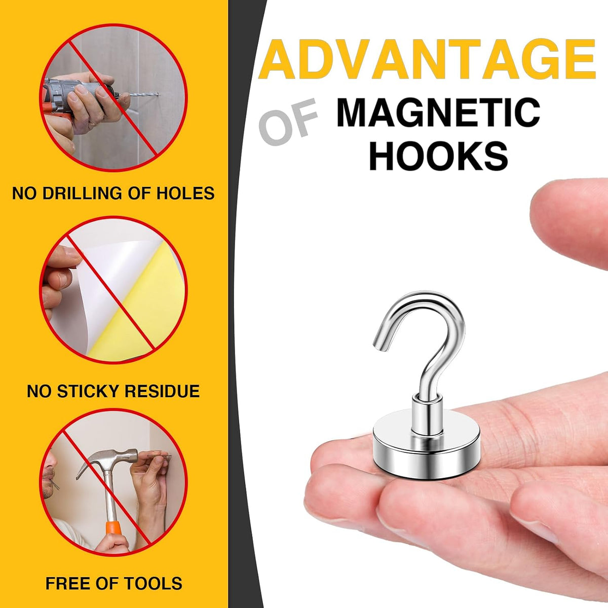 Pack of 4 Magnetic Hooks – Heavy Duty Metal Magnetic Hangers for Home, Kitchen & Storage