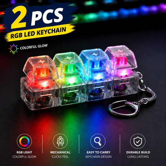 Mechanical Keyboard Switch Keychain – Clicky Stress Relief Fidget Keychain with 4 Mechanical Switches | Free Shipping