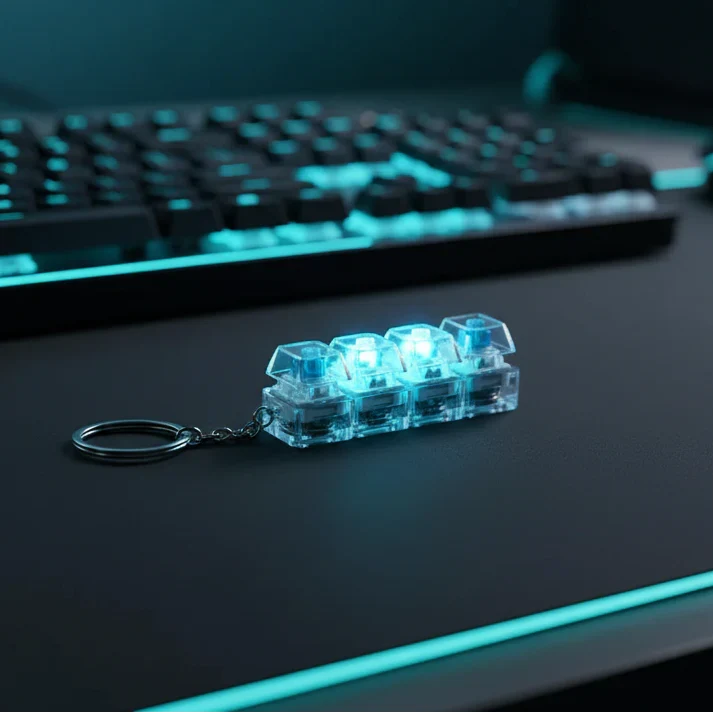 Mechanical Keyboard Switch Keychain – Clicky Stress Relief Fidget Keychain with 4 Mechanical Switches | Free Shipping
