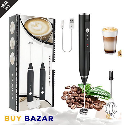 USB Rechargeable Milk Frother – Handheld Electric Coffee Frother & Foam Maker with Stainless Steel Whisk