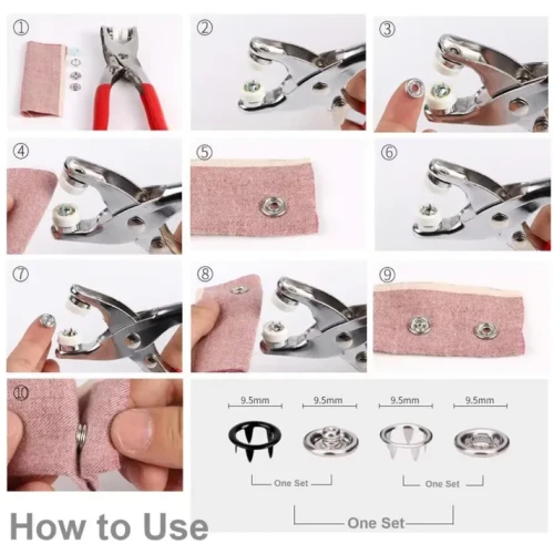 Tich Button Machine with 50 Snap Buttons | Sewing Tool - Image 5
