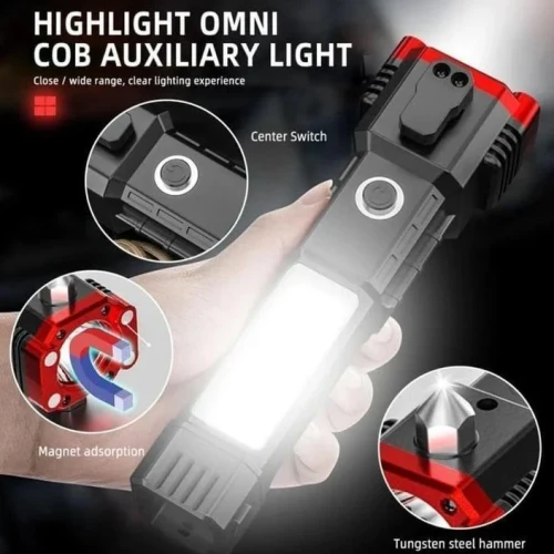 Rechargeable Flashlight Safety Hammer | Pakistan - Image 2
