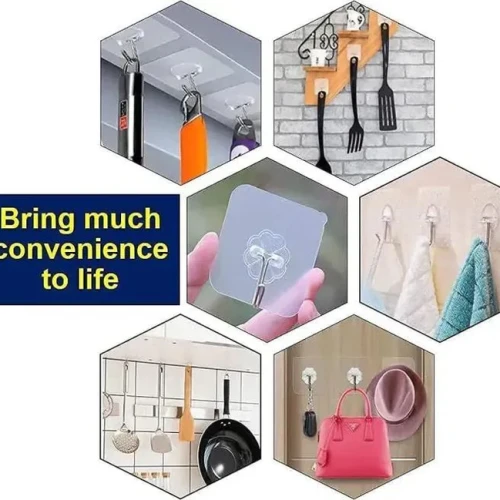 Self-Adhesive Hanging Hooks Pack of 10 | No Drill Wall Hooks - Image 2
