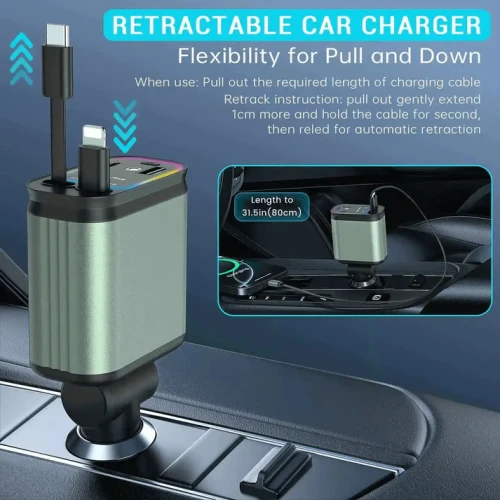 4-in-1 Retractable Car Charger Fast Charging | Your Bazar Pakistan - Image 4