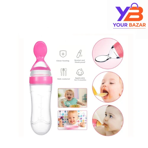 Baby Spoon Feeder Soft Silicone Squeeze Feeding Spoon