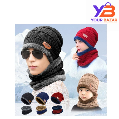 Winter Beanie Cap with Neck Warmer | Warm Knit Set
