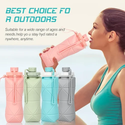 Folding Water Bottle 600ml - Image 4