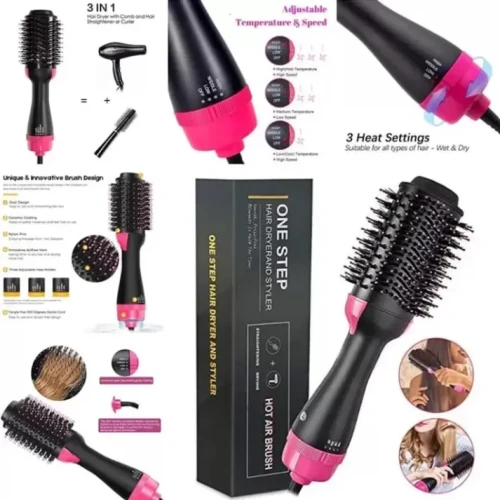 3 in 1 Hot Air Brush Volumizing Blow Dry Hair Styler - Image 2