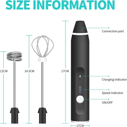 Rechargeable Electric Coffee Beater & Milk Frother - Image 3